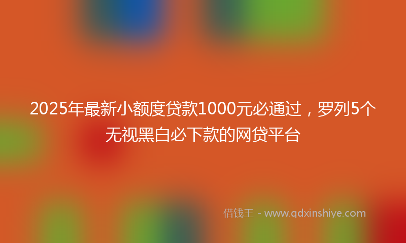 2025年最新小额度贷款1000元必通过，罗列5个无视黑白必下款的网贷平台