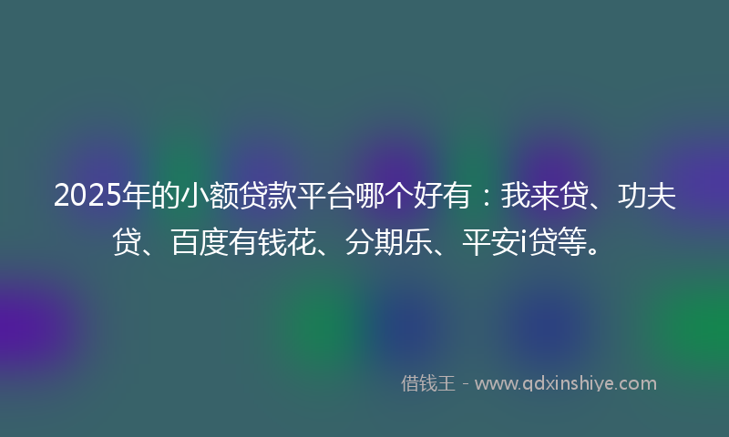 2025年的小额贷款平台哪个好有：我来贷、功夫贷、百度有钱花、分期乐、平安i贷等。