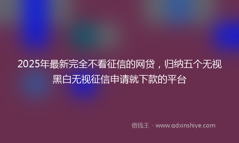 2025年最新完全不看征信的网贷，归纳五个无视黑白无视征信申请就下款的平台
