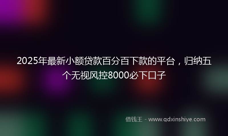 2025年最新小额贷款百分百下款的平台，归纳五个无视风控8000必下口子