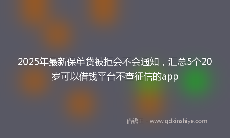 2025年最新保单贷被拒会不会通知，汇总5个20岁可以借钱平台不查征信的app