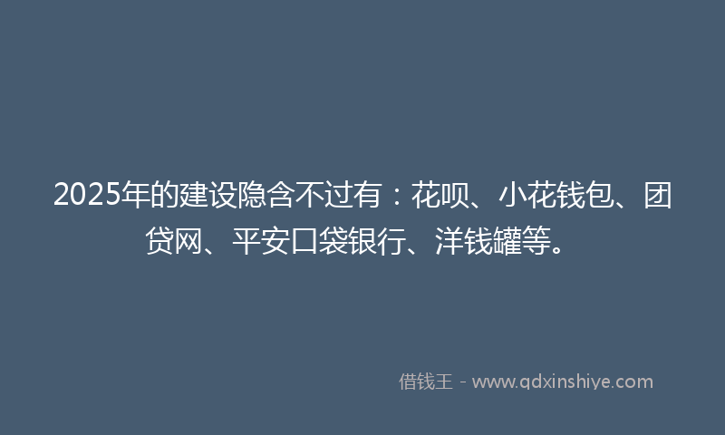 2025年的建设隐含不过有：花呗、小花钱包、团贷网、平安口袋银行、洋钱罐等。