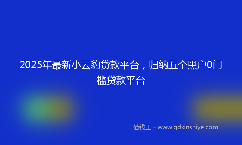 2025年最新小云豹贷款平台，归纳五个黑户0门槛贷款平台