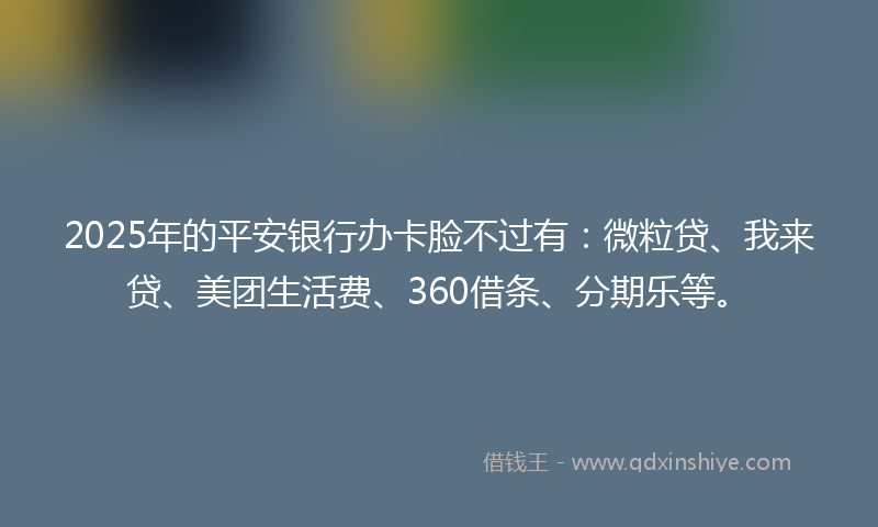 2025年的平安银行办卡脸不过有：微粒贷、我来贷、美团生活费、360借条、分期乐等。