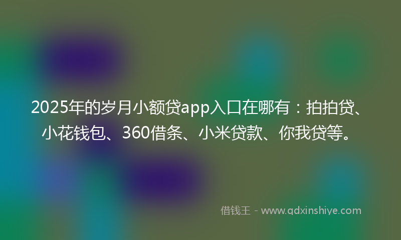 2025年的岁月小额贷app入口在哪有：拍拍贷、小花钱包、360借条、小米贷款、你我贷等。