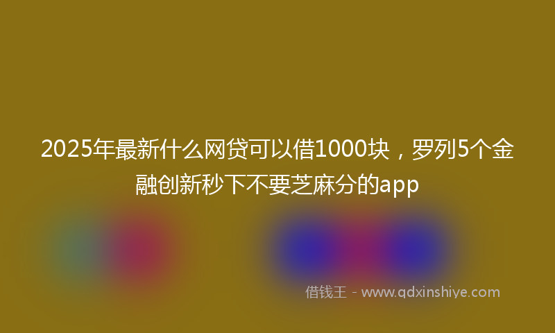 2025年最新什么网贷可以借1000块，罗列5个金融创新秒下不要芝麻分的app