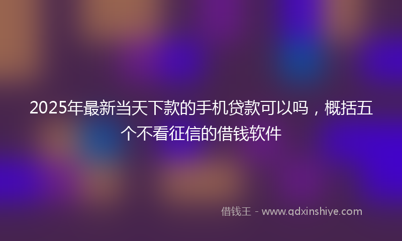 2025年最新当天下款的手机贷款可以吗，概括五个不看征信的借钱软件