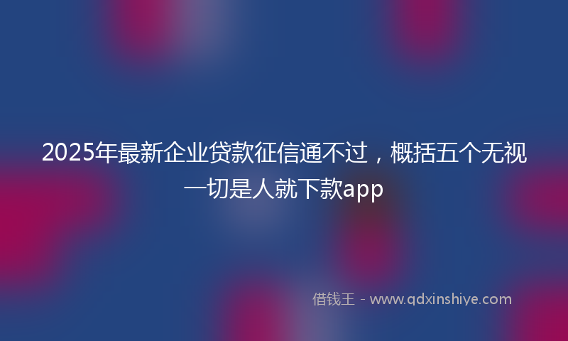 2025年最新企业贷款征信通不过，概括五个无视一切是人就下款app
