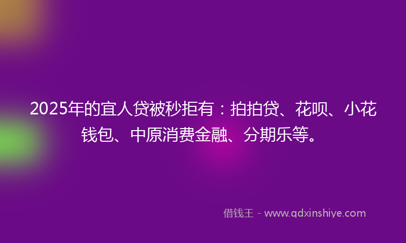 2025年的宜人贷被秒拒有：拍拍贷、花呗、小花钱包、中原消费金融、分期乐等。