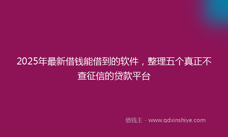 2025年最新借钱能借到的软件，整理五个真正不查征信的贷款平台