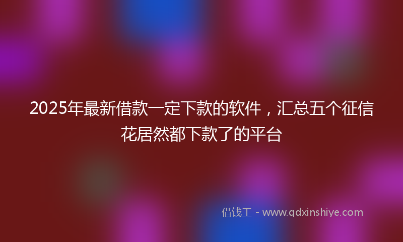 2025年最新借款一定下款的软件，汇总五个征信花居然都下款了的平台