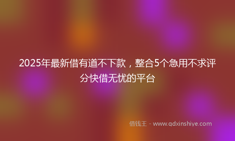 2025年最新借有道不下款，整合5个急用不求评分快借无忧的平台