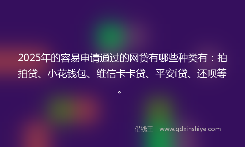 2025年的容易申请通过的网贷有哪些种类有：拍拍贷、小花钱包、维信卡卡贷、平安i贷、还呗等。