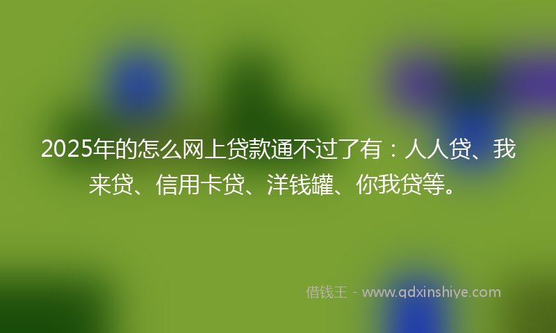 2025年的怎么网上贷款通不过了有：人人贷、我来贷、信用卡贷、洋钱罐、你我贷等。