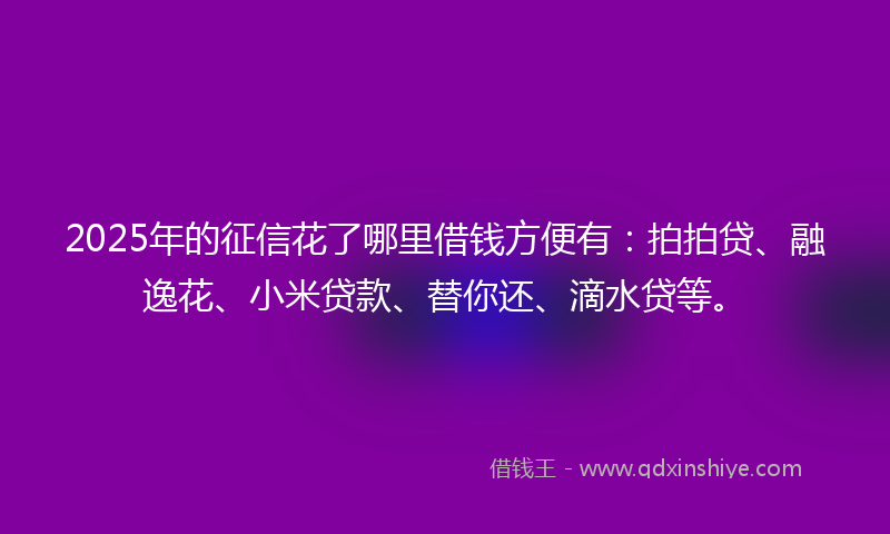 2025年的征信花了哪里借钱方便有：拍拍贷、融逸花、小米贷款、替你还、滴水贷等。