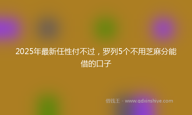 2025年最新任性付不过，罗列5个不用芝麻分能借的口子