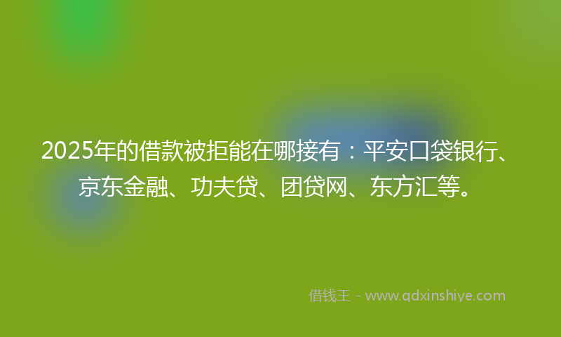 2025年的借款被拒能在哪接有：平安口袋银行、京东金融、功夫贷、团贷网、东方汇等。