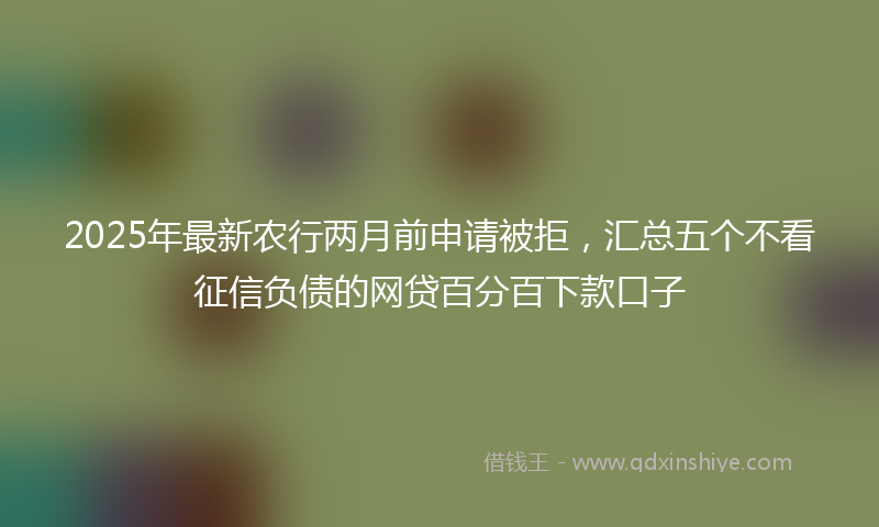 2025年最新农行两月前申请被拒，汇总五个不看征信负债的网贷百分百下款口子