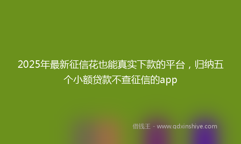 2025年最新征信花也能真实下款的平台，归纳五个小额贷款不查征信的app