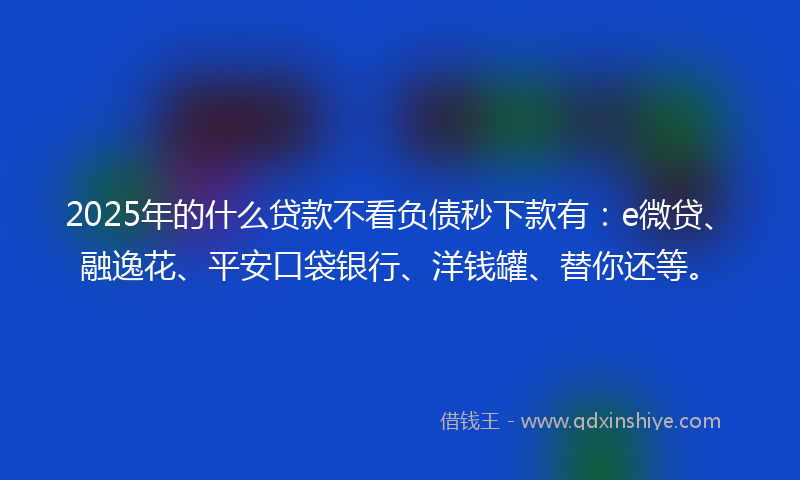 2025年的什么贷款不看负债秒下款有：e微贷、融逸花、平安口袋银行、洋钱罐、替你还等。