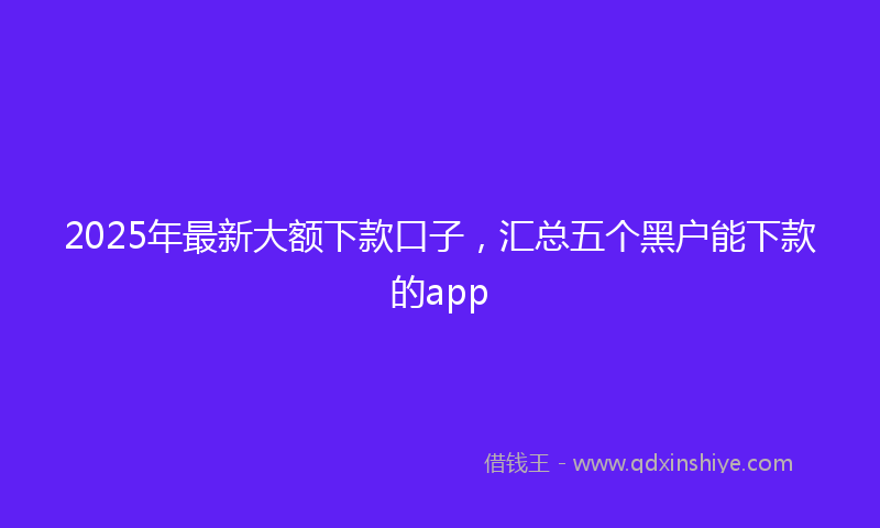 2025年最新大额下款口子，汇总五个黑户能下款的app