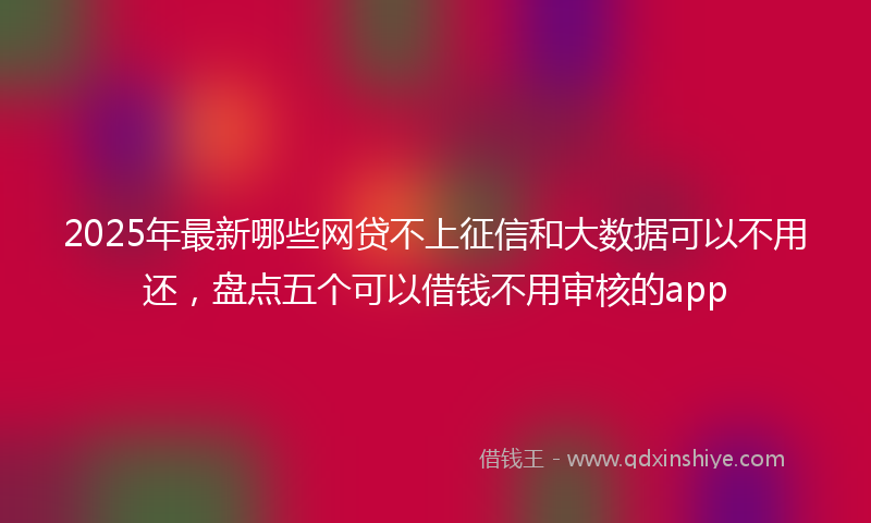 2025年最新哪些网贷不上征信和大数据可以不用还，盘点五个可以借钱不用审核的app