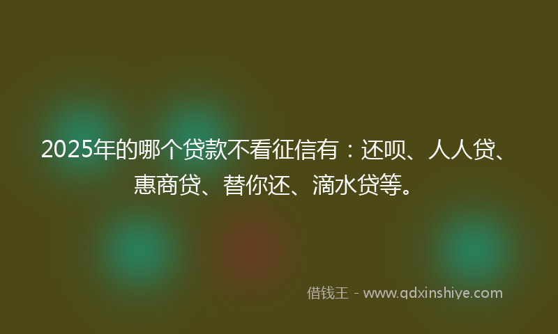 2025年的哪个贷款不看征信有：还呗、人人贷、惠商贷、替你还、滴水贷等。