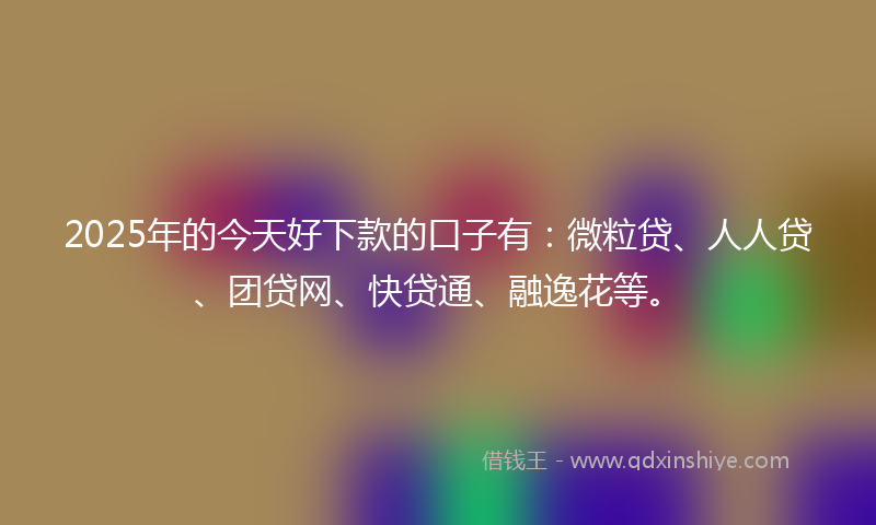 2025年的今天好下款的口子有：微粒贷、人人贷、团贷网、快贷通、融逸花等。