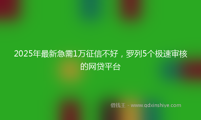 2025年最新急需1万征信不好，罗列5个极速审核的网贷平台