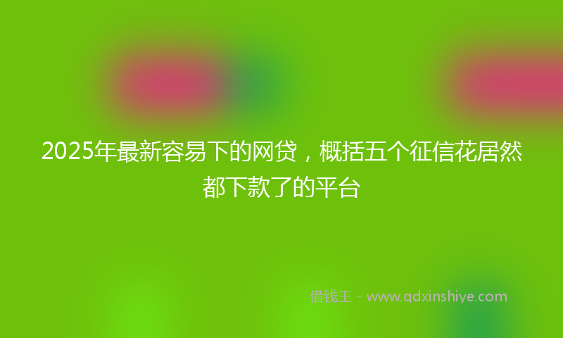 2025年最新容易下的网贷，概括五个征信花居然都下款了的平台