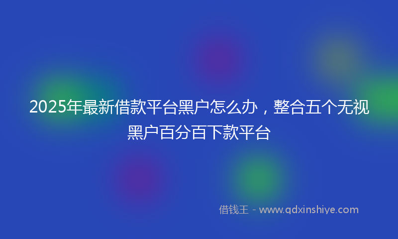 2025年最新借款平台黑户怎么办，整合五个无视黑户百分百下款平台