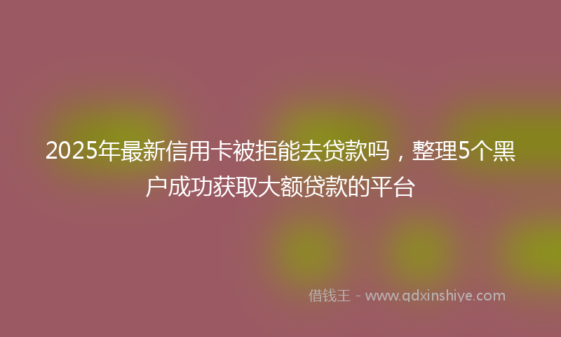 2025年最新信用卡被拒能去贷款吗，整理5个黑户成功获取大额贷款的平台