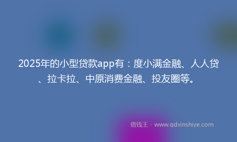 2025年的小型贷款app有：度小满金融、人人贷、拉卡拉、中原消费金融、投友圈等。