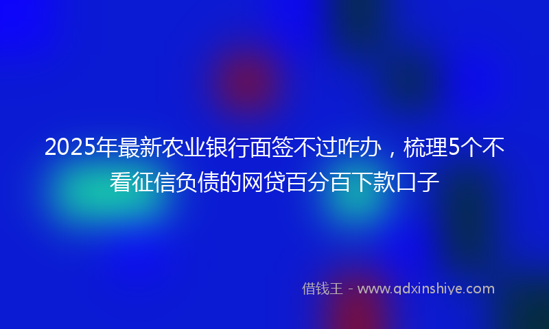 2025年最新农业银行面签不过咋办，梳理5个不看征信负债的网贷百分百下款口子