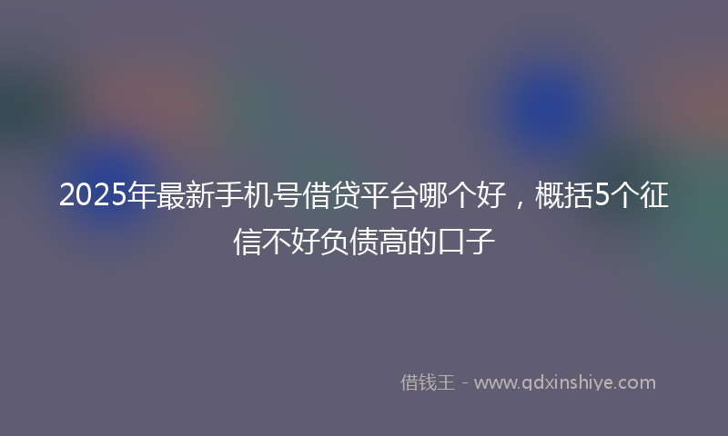 2025年最新手机号借贷平台哪个好，概括5个征信不好负债高的口子