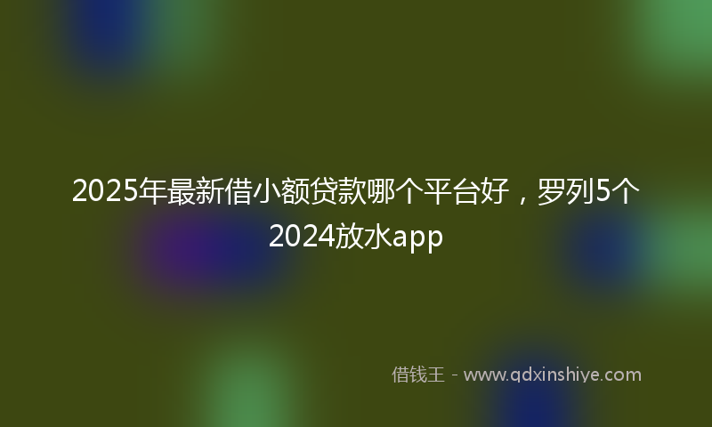 2025年最新借小额贷款哪个平台好，罗列5个2024放水app