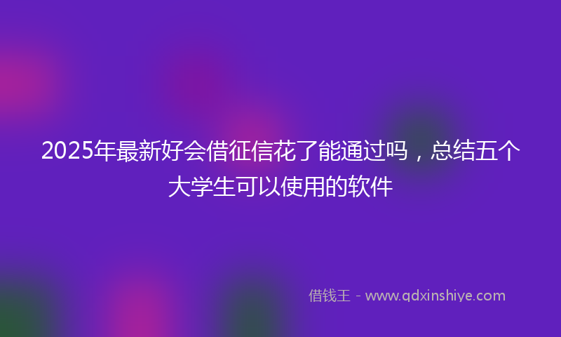 2025年最新好会借征信花了能通过吗，总结五个大学生可以使用的软件
