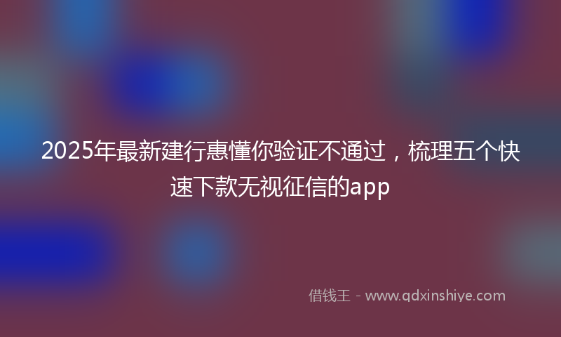 2025年最新建行惠懂你验证不通过，梳理五个快速下款无视征信的app