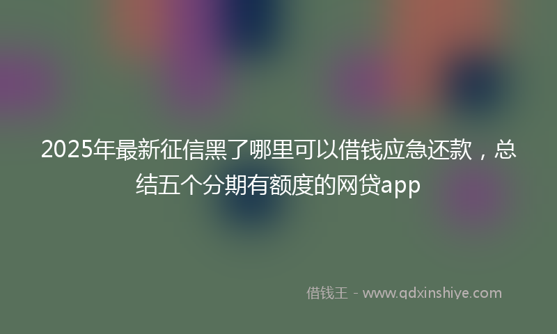 2025年最新征信黑了哪里可以借钱应急还款，总结五个分期有额度的网贷app
