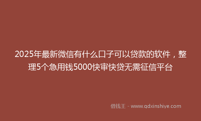 2025年最新微信有什么口子可以贷款的软件，整理5个急用钱5000快审快贷无需征信平台