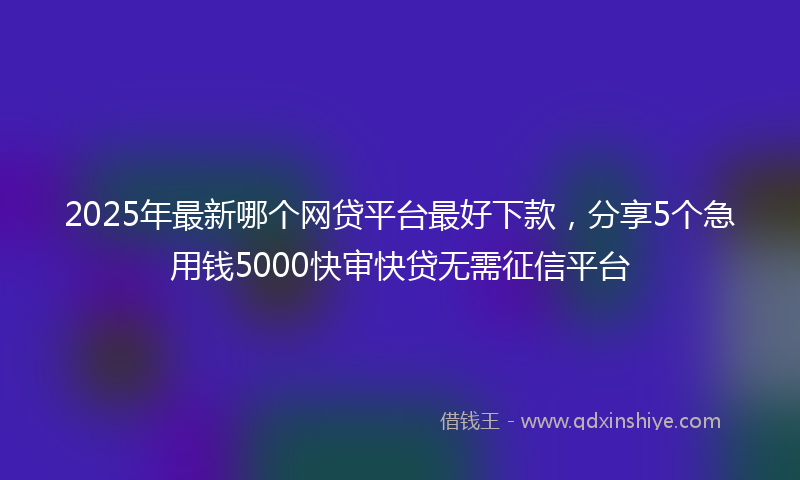 2025年最新哪个网贷平台最好下款，分享5个急用钱5000快审快贷无需征信平台