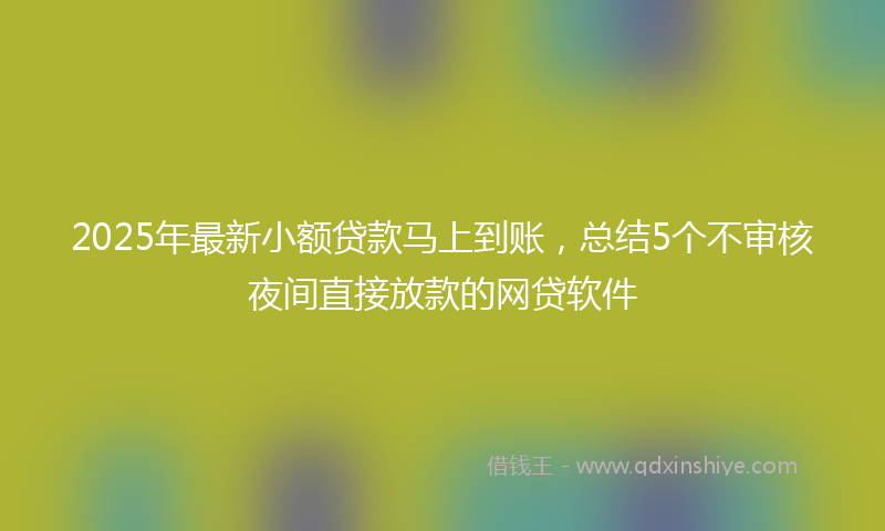 2025年最新小额贷款马上到账，总结5个不审核夜间直接放款的网贷软件