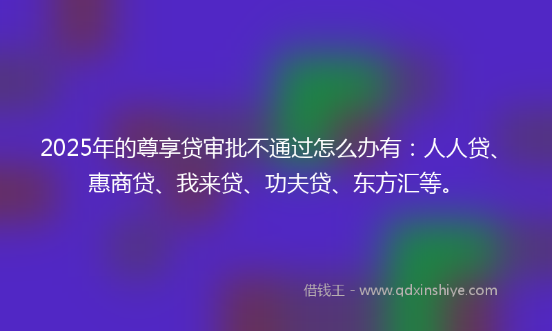 2025年的尊享贷审批不通过怎么办有：人人贷、惠商贷、我来贷、功夫贷、东方汇等。