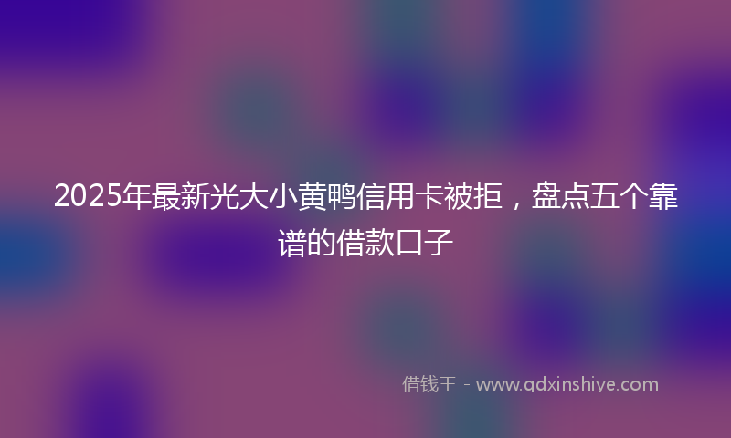 2025年最新光大小黄鸭信用卡被拒，盘点五个靠谱的借款口子