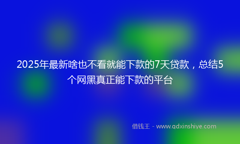 2025年最新啥也不看就能下款的7天贷款，总结5个网黑真正能下款的平台