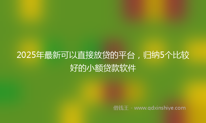 2025年最新可以直接放贷的平台，归纳5个比较好的小额贷款软件