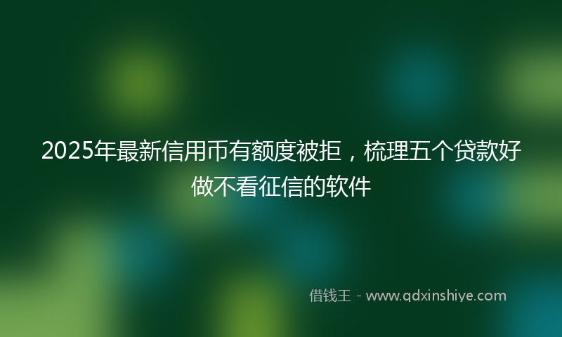 2025年最新信用币有额度被拒，梳理五个贷款好做不看征信的软件