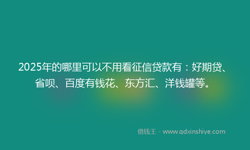 2025年的哪里可以不用看征信贷款有：好期贷、省呗、百度有钱花、东方汇、洋钱罐等。