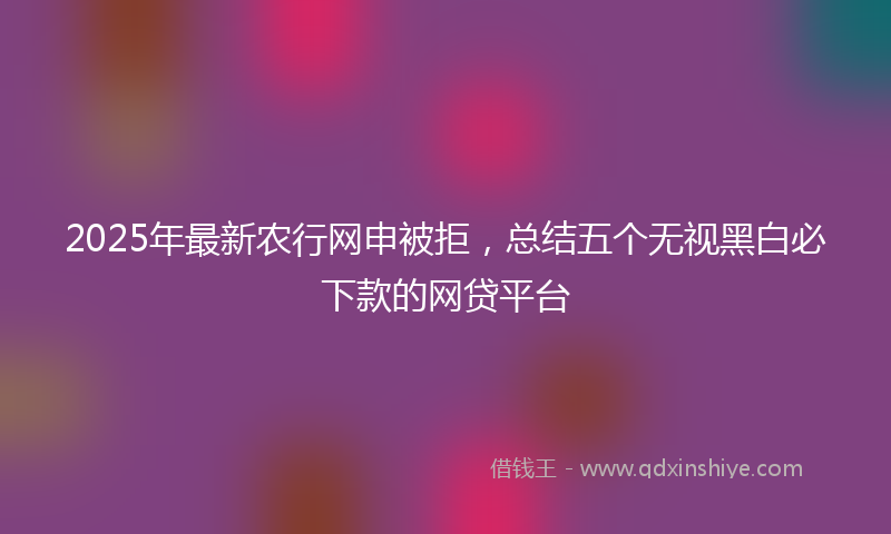 2025年最新农行网申被拒，总结五个无视黑白必下款的网贷平台