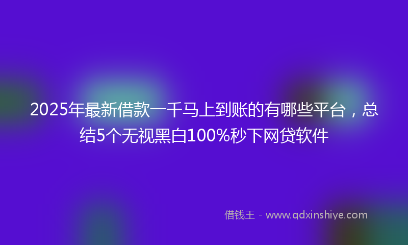 2025年最新借款一千马上到账的有哪些平台，总结5个无视黑白100%秒下网贷软件